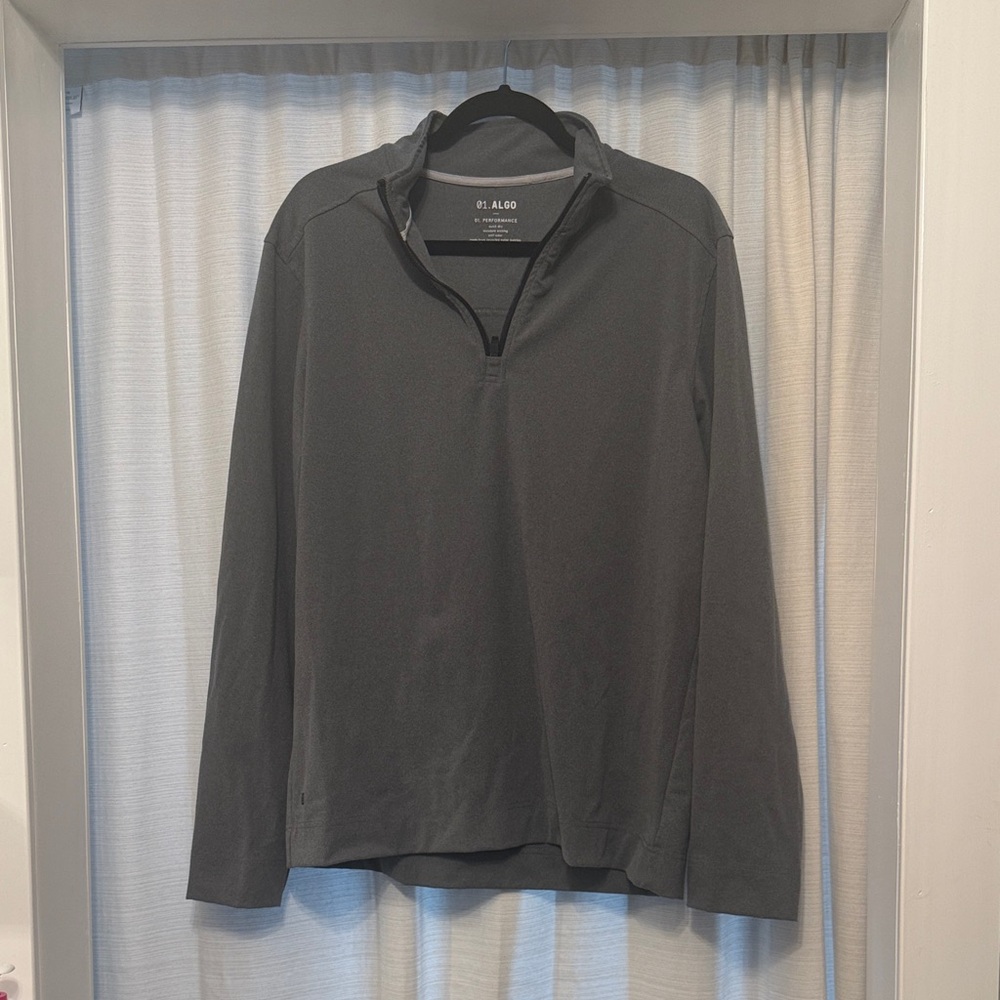 Men's Dark Gray Quarter-Zip Long Sleeve Shirt